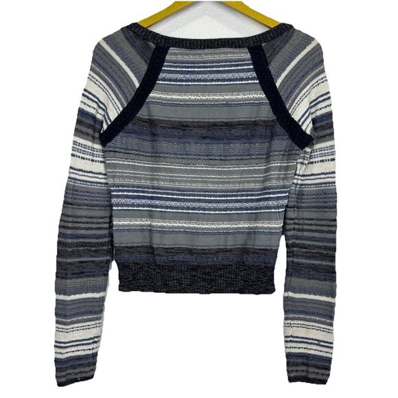Y2K Free People Fair Isle Knit Cropped Sweater Size M Blue Gray Boho Nordic - Picture 2 of 5